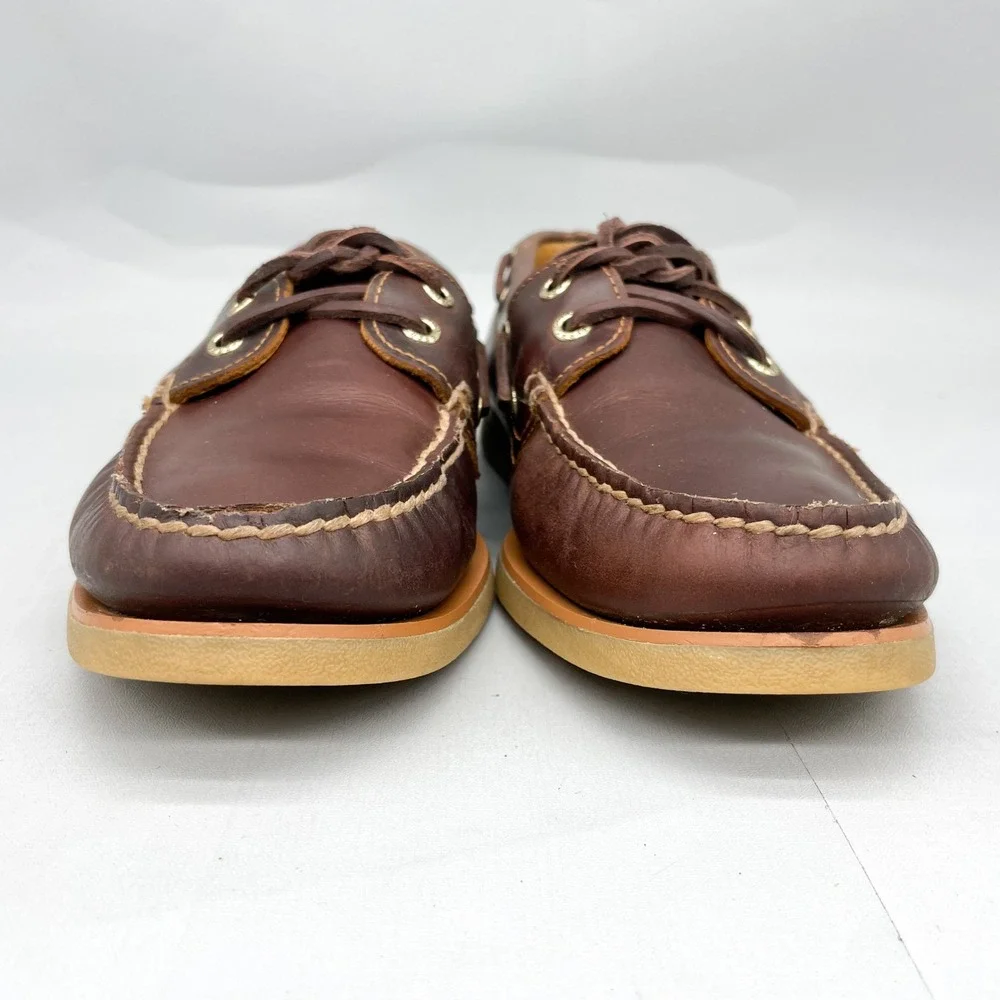 Sperry Mens 8 Gold Cup Authentic Original Boat Shoes Brown Leather Preppy Casual